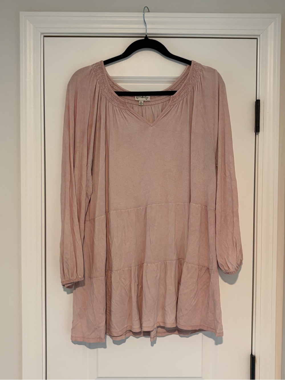 Wonderly Dusty Pink Tiered V-Neck Tunic